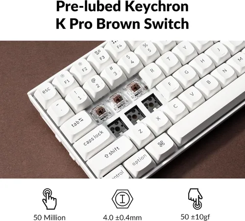 Vista 7 de Keychron K2 Pro 75% Layout Teclado mecánico inalámbrico Bluetooth, teclado para juegos con cable tipo C programable personalizado