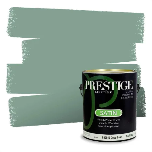 Vista 20 de Prestige Paints - Pintura exterior e imprimación en uno, 1 galón, plano, compatibilidad comparable con el color menta «Whipped Mint» de Behr