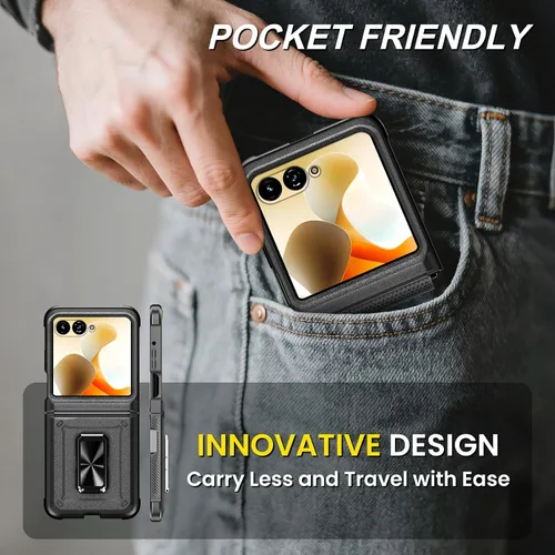 Vista 8 de Funda para Motorola Razr 2024/2025 [no es compatible con Ultra o Plus], con protección de bisagra y protector de pantalla integrado, soporte de 360°