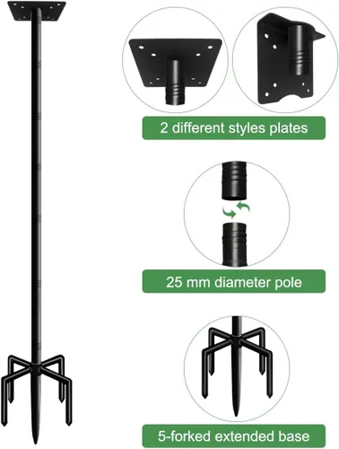 Vista 5 de Kit de montaje en poste de casa de pájaros de 75 pulgadas de Mokeyder, poste de comedero para pájaros ajustable resistente para exteriores, juego