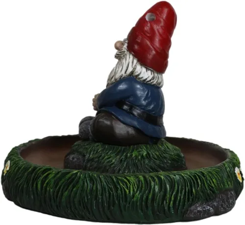 Vista 5 de Ebros Gift Gnaughty Pot Gnomo de alto fumar amigo de jardín girasoles hierba verde meditación Zen cono y palo quemador de incienso soporte figura