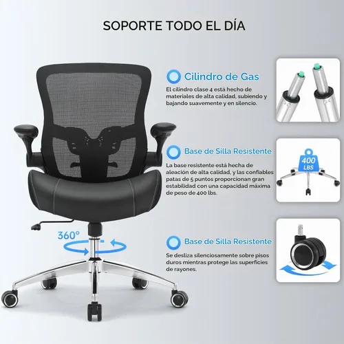 Vista 8 de Silla de oficina grande y alta de 400 libras, silla de escritorio ergonómica con cojín ancho de espuma de modelado 3D, silla de computadora