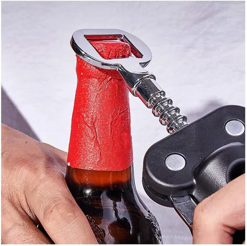 Vista 4 de Abridor de vino Sacacorchos Abrebotellas de vino Abridor de botellas de vino multifuncional creativo Abrebotellas de cerveza negra Abridor