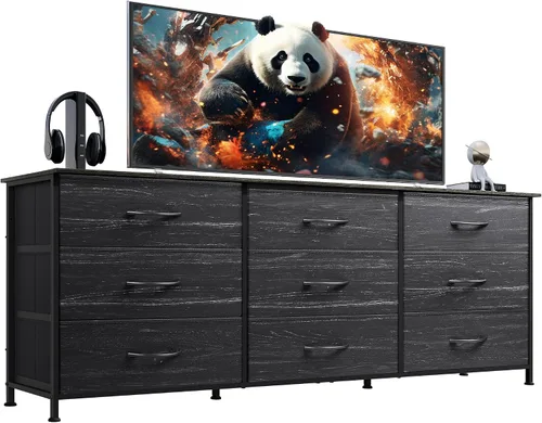 Vista 16 de WLIVE Soporte de TV para TV de 55 pulgadas, cómoda de 9 cajones para A-Rosa