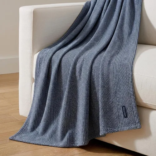 Vista 6 de Nautica - Manta Individual, Ropa de Cama de Algodón Hilado en Anillo, Peso Medio para Todas las Estaciones, Básicos para Dormitorio Compartido Azul