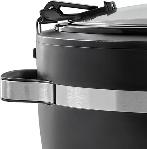 Vista 2 de Crock-Pot Thermoshield - Olla de cocción lenta con asas de fácil transporte, olla de cocción lenta manual de 6 cuartos de galón, color negro