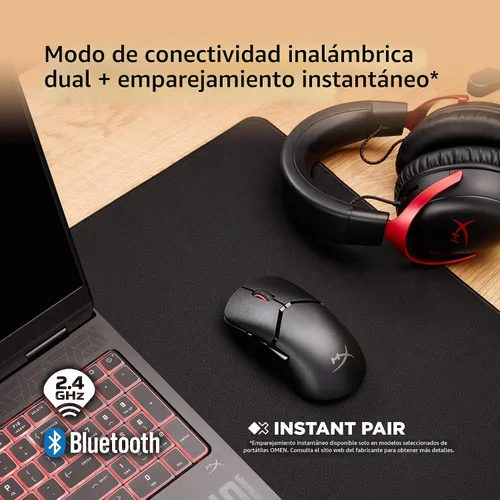 Vista 7 de HyperX Pulsefire Saga Pro Ratón Inalámbrico para Juegos (Negro)