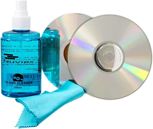Vista 3 de Solución limpiadora de CD de alta calidad, líquido de limpieza compacto para CD y DVD con paño antiestático de microfibra, 7 onzas
