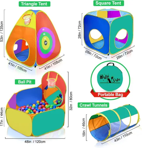 Vista 5 de Regalo para niños pequeños y niñas, piscina de pelotas, carpa de juego y túneles para niños, el mejor regalo de cumpleaños para niños de 3, 4 y 5