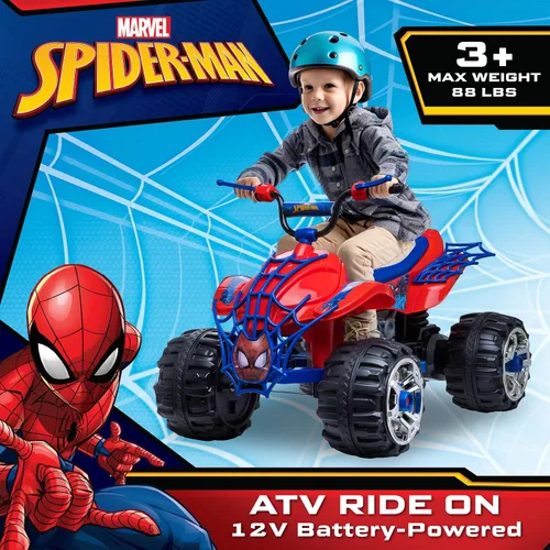 Vista 3 de Kid Trax Marvel Spiderman - Vehículo de juguete para montar ATV para niños pequeños, batería de 12 voltios, 3-7 años, peso máximo del conductor