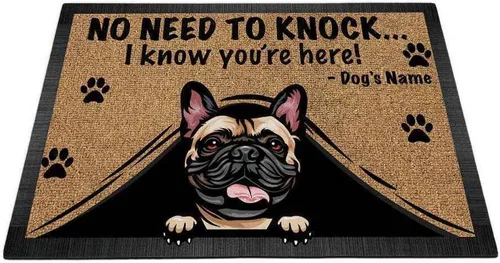 Vista 17 de Felpudo personalizado Peeking Dog English Bulldog No Need to Knock I Konw You're Here 23.6 x 15.7 pulgadas Bulldog-1 Inglés