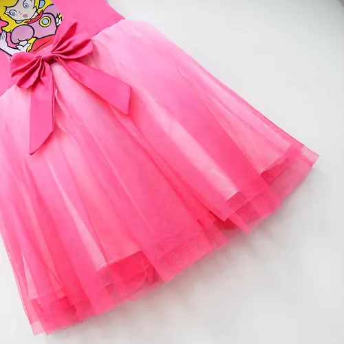 Vista 6 de YODISON Disfraz de princesa melocotón, vestidos de princesa para niñas, cosplay de Halloween 2T-8T para niños