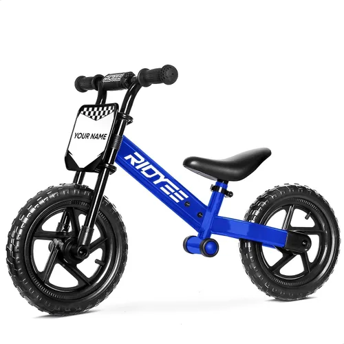 Vista 12 de RIDYEE Bicicleta de equilibrio para niños de 2 a 5 años con ajuste sin herramientas, dirección limitada, reposapiés, placa de nombre personalizada