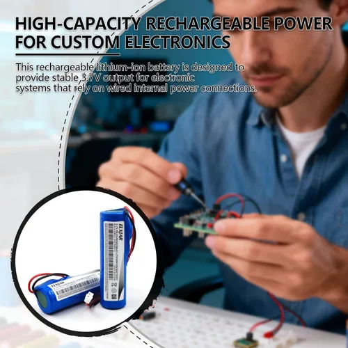 Vista 6 de Paquete de 5 baterías de iones de litio de 3.7 V 2600 mAh con conector PH2.0 2P para linternas, juguetes, electrónica, iluminación Bluetooth