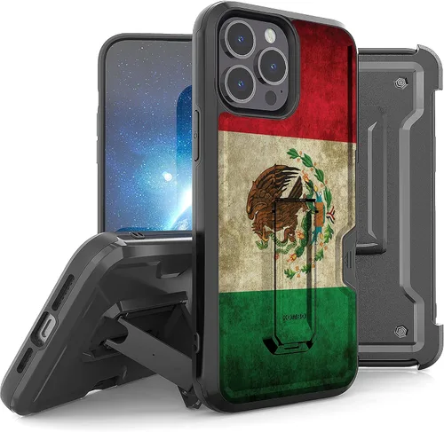 Vista 15 de Compatible con Apple iPhone 13 Pro Max Armor Kombo Kickstand Funda con clip para cinturón, híbrida, resistente, resistente, a prueba de golpes