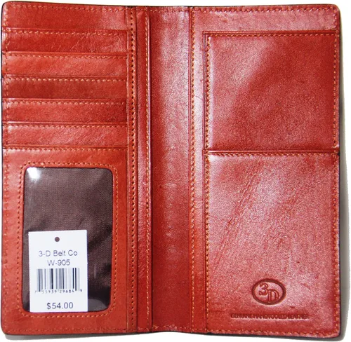 Vista 2 de Custom 3D Belt Company Texas Ranger Lone Star Long Rodeo Checkbook marrón y marrón
