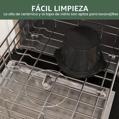 Vista 6 de HEYNEMO Olla de cocción lenta pequeña de 2 cuartos de galón, 3 temperaturas ajustables, olla de cerámica mejorada, fácil limpieza, reducción