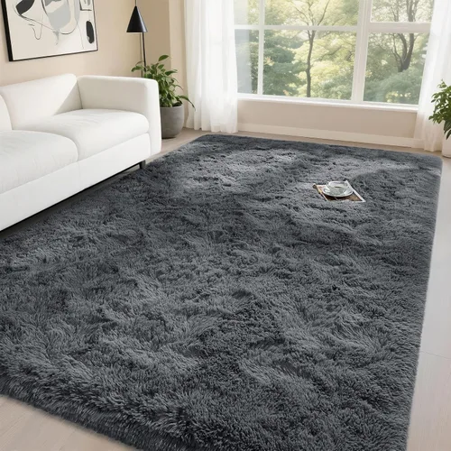 Vista 17 de DweIke Alfombras de pasillo beige esponjosas para dormitorio, 2 x 6 pies, alfombra larga de felpa suave para niñas y niños, antideslizante y lavable