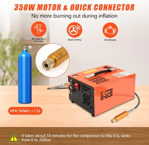 Vista 7 de Compresor de aire PCP, compresor PCP portátil de 4500 PSI, compresor de pistola de aire PCP de 12 V CC/110 V CA Parada manual, con adaptador