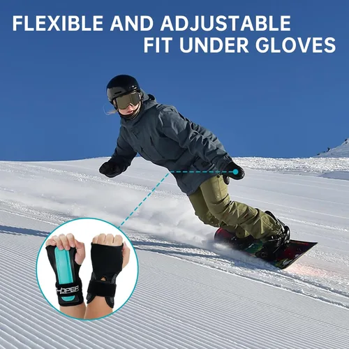 Vista 6 de Protector de muñeca para snowboard, esquí, patinaje, patinaje, muñequera deportiva (1 par)