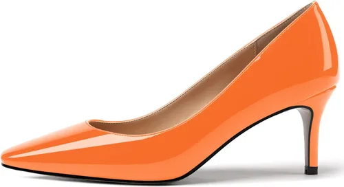 Vista 2 de MERRORI Zapatos de tacón medio con punta cuadrada y charol para mujer, de 2.5 pulgadas