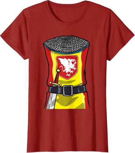 Vista 56 de Disfraz medieval de caballero de Halloween, camiseta para niños con espada de armadura, Negro, S