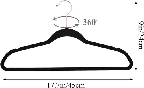 Vista 7 de VECELO Perchas de Terciopelo Premium para Ropa de Servicio Pesado (Paquete de 25) - Antideslizantes y que Ahorran Espacio con 6 Clips para Dedos