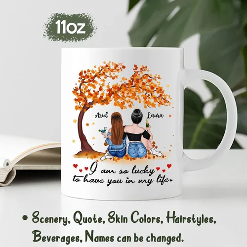 Vista 4 de Taza de café personalizada de la amistad para mejores amigos, mejores amigos, hermana del alma, tazas de café personalizadas para mejores amigas