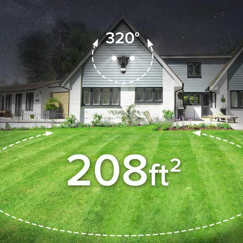 Vista 2 de SANSI - Luces de seguridad LED de 25 W con sensor de movimiento para exteriores, 3000 lm, 5000 K luz diurna, de atardecer a amanecer, luces