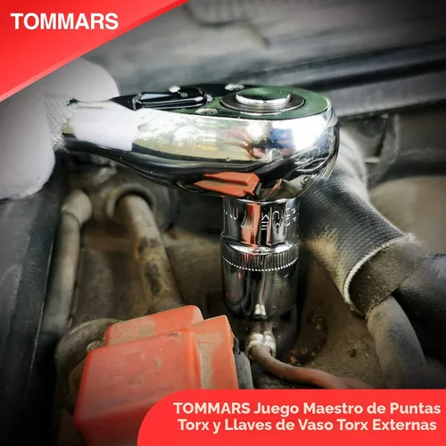 Vista 2 de TOMMARS Juego de 60 piezas de enchufes de brocas Torx Master y juego de enchufes externos de 1/4", 3/8", 1/2" de transmisión, brocas de acero S2