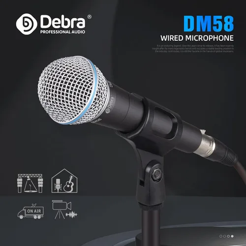 Vista 5 de D Debra Micrófono dinámico con cable, micrófono de mano vocal dinámico cardioide con clips de micrófono, adecuado para altavoces, máquina de canto