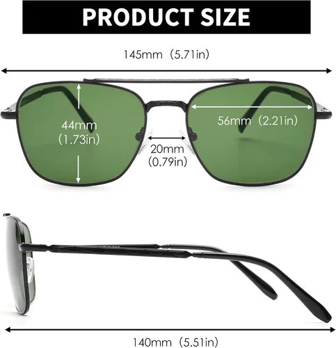 Vista 5 de JIM HALO Gafas de sol retro cuadradas estilo aviador con lente de cristal de alta calidad, gafas planas de metal para hombres y mujeres