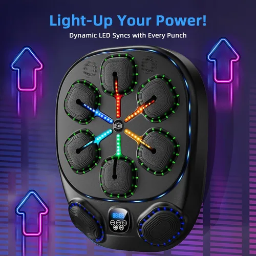 Vista 5 de Music Boxing Machine with LED Lights & Bluetooth Speaker – Interactive Punching Bag for Fitness, Rhythm Training & Stress Relief – Home Gym
