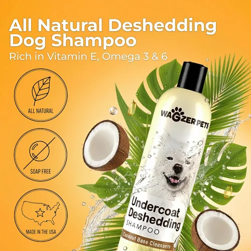 Vista 5 de Wagzer - Champú para perros altamente concentrado de 16 onzas, hace hasta 3.2 galones, a base de coco con vitamina E, Omega 3 y 6, nutre el pelaje