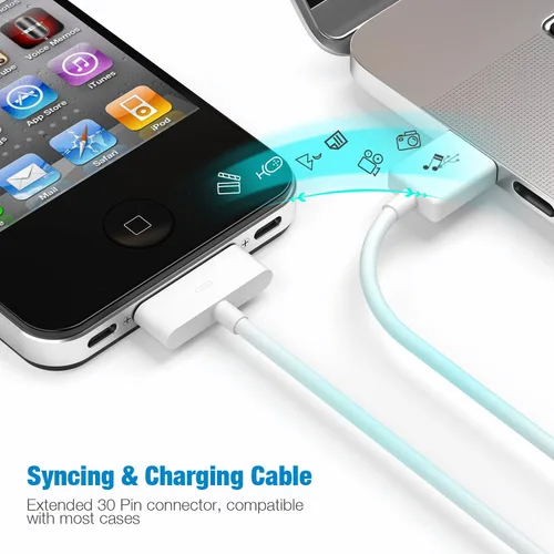 Vista 3 de Belcompany Cable de carga de 30 pines a USB para iPhone 4S, Apple MFi certificado USB Sync Data y cable de carga para iPhone 4/4s iPhone 3G/3Gs iPad