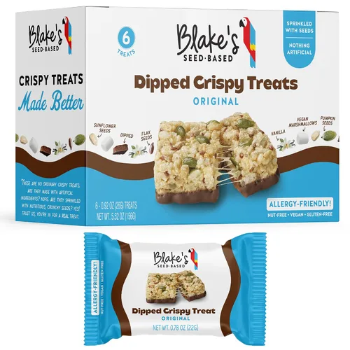 Vista 21 de Blake’s Seed Based, Birthday Cake - Golosinas de arroz crujiente sabor a torta de cumpleaños, sin nueces, gluten, lácteos, ni soya; snack saludable