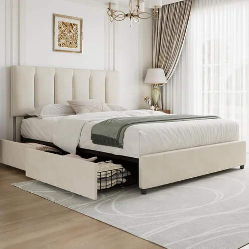 Vista 69 de VECELO Base de cama de tamaño individual con cajón de almacenamiento, base de cama de plataforma resistente con cabecera y fuerte soporte de Negro