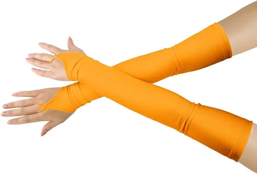 Vista 10 de Shinningstar Guantes largos de elastano elástico sin dedos sobre el codo para niñas y niños adultos