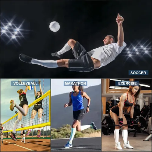 Vista 7 de Calcetines de compresión para mujeres y hombres, calcetines largos atléticos hasta la rodilla de 15 a 20 mmhg, lo mejor para correr atlética, 3 pares