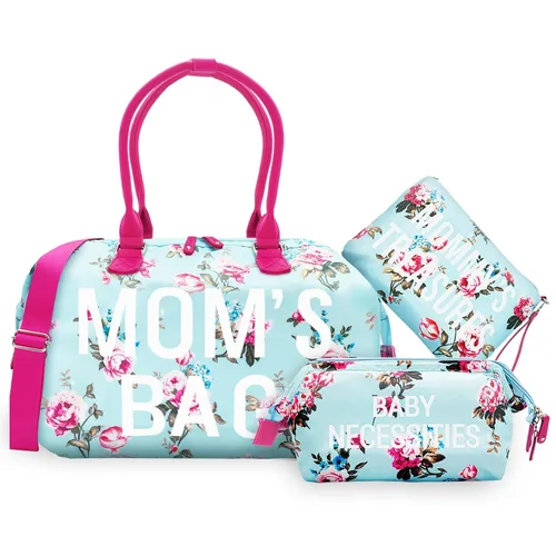Vista 13 de printe Bolsa de pañales grande de 6 piezas con cambiador y 2 bolsas organizadas, bolsa de mamá para hospital con funda para chupete, correas, gancho