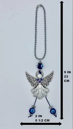 Vista 2 de LUCKBOOSTIUM Hermoso adorno colgante de ángel con cristal azul y mal de ojo, dijes de buena suerte, llaves del hogar, bolso, bolsas y accesorios