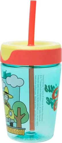 Vista 2 de Silver Buffalo Curious George Fun - Vaso a prueba de derrames con pajilla Jorge curioso
