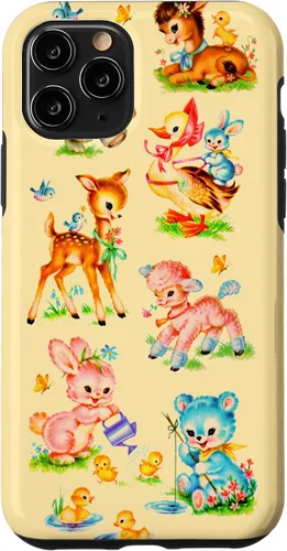 Vista 29 de Vintage Baby Animals Nursery 50's Retro Yellow Case for iPhone 17
