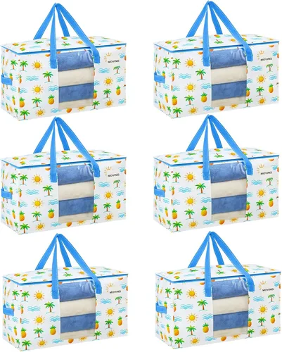 Vista 20 de VENO Paquete de 4 bolsas de mudanza resistentes, bolsas de almacenamiento de ropa y edredón con ventana transparente, suministros de embalaje
