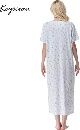 Vista 2 de Keyocean - Camisones para mujer, 100% algodón, suave, ligero, cómodo, ropa de dormir