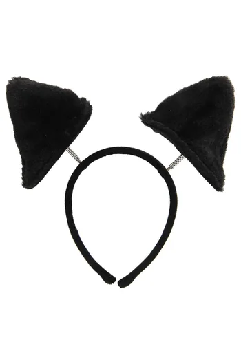 Vista 4 de Diadema con Orejas de Gato de Peluche Negro Saltarinas Multicolor