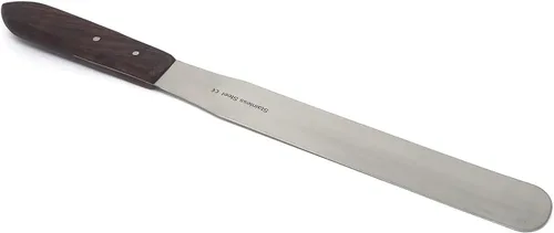 Vista 10 de Espátula de laboratorio de acero inoxidable con mango de madera, cuchillas pulidas de 3 pulgadas y remaches de latón, pala de muestreo para polvos