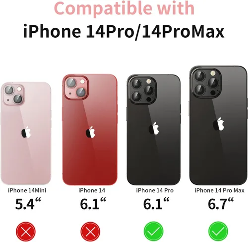 Vista 6 de Protector de lente de cámara para iPhone 14 Pro / iPhone 14 Pro Max, cubierta de cámara de aleación de metal con accesorios de protector de pantalla