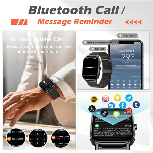 Vista 2 de Reloj Inteligente para Mujeres Rastreador de Fitness: Hacer y Contestar Llamadas Smartwatch Impermeable para Correr Compatible con Teléfono Android