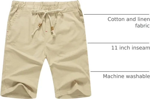 Vista 8 de Sailwind Pantalones cortos de lino para hombre, pantalones cortos casuales de playa con cordón